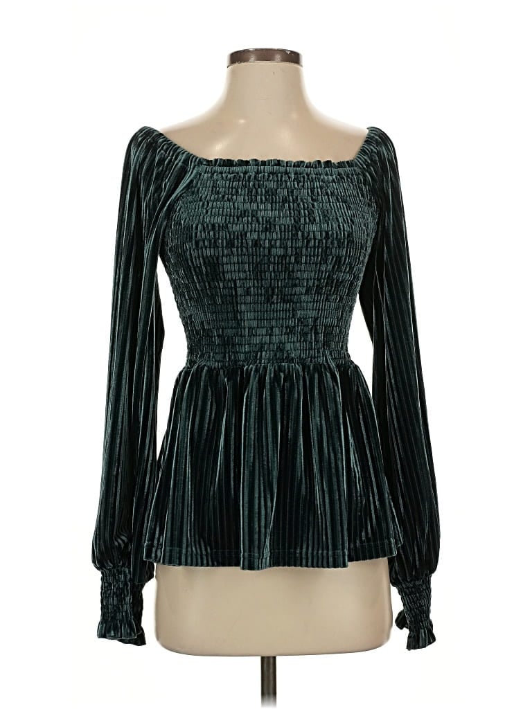 Pre-owned In-loom Long Sleeve Blouse In Blue