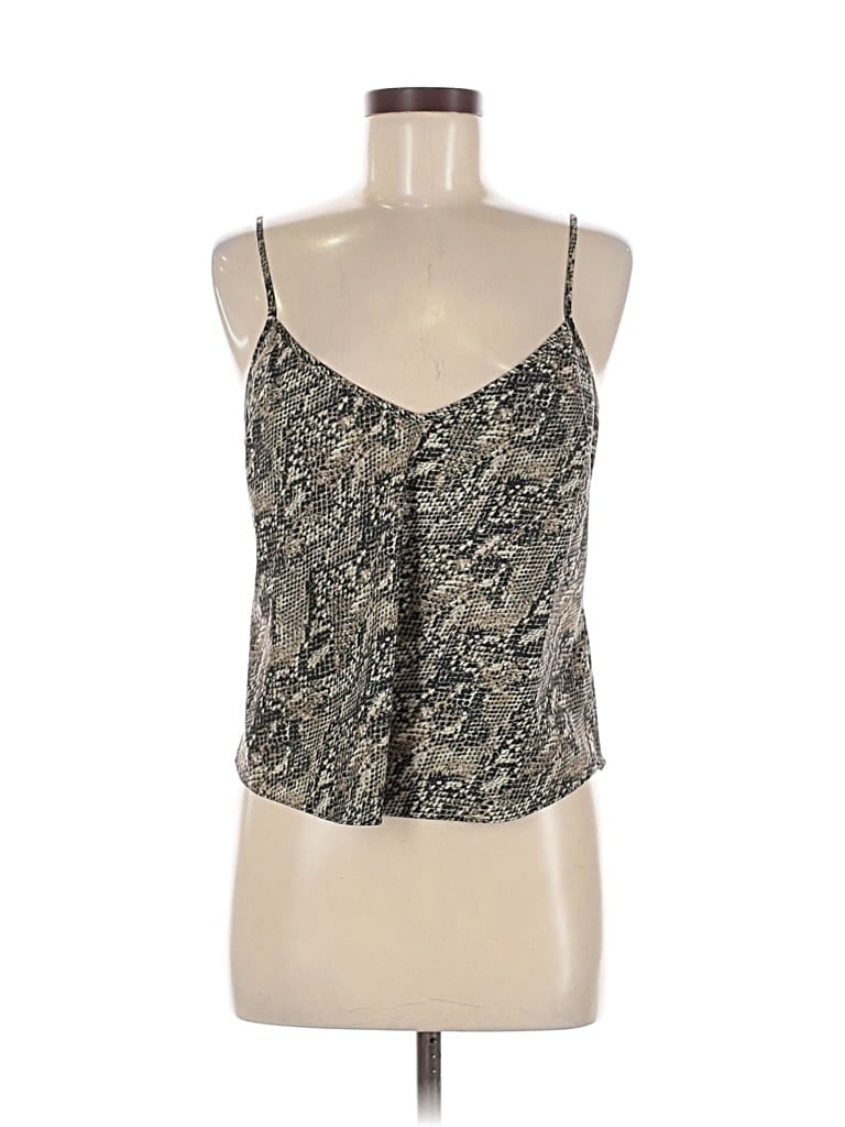 Pre-owned Veronica Beard Sleeveless Silk Top Tan Halter Neckline Tops In Brown