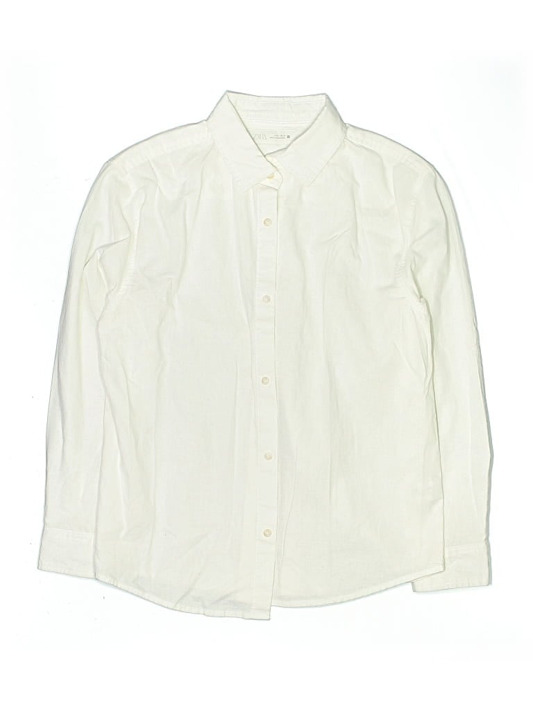Pre-owned Zara Kids' Long Sleeve Button Down Shirt In White