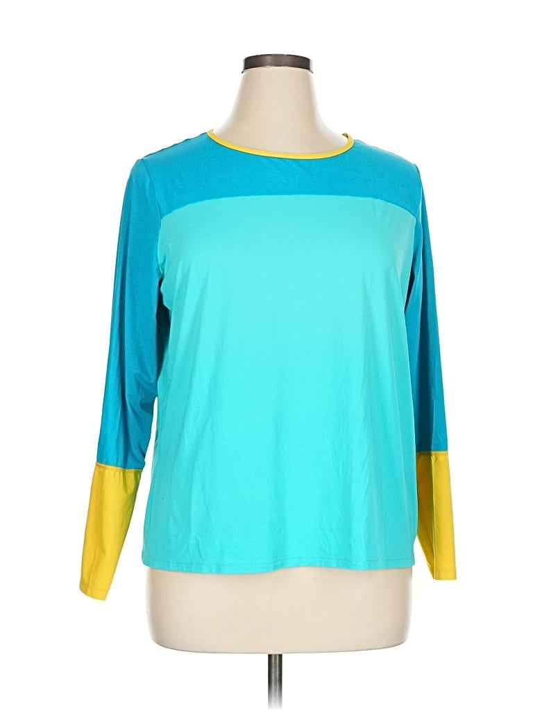 Pre-owned Lands' End 3/4 Sleeve T-shirt In Blue