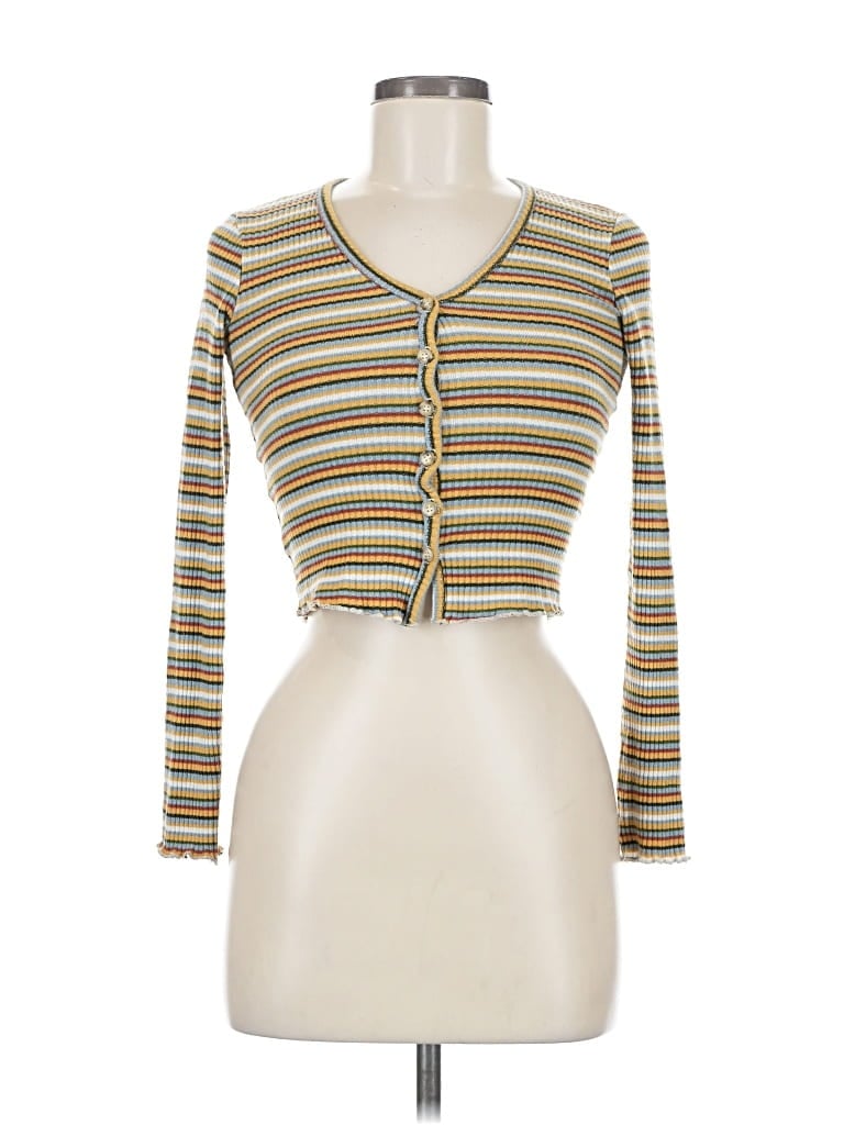 Pre-owned Sky And Sparrow Long Sleeve Top Yellow Sweetheart Neckline Tops