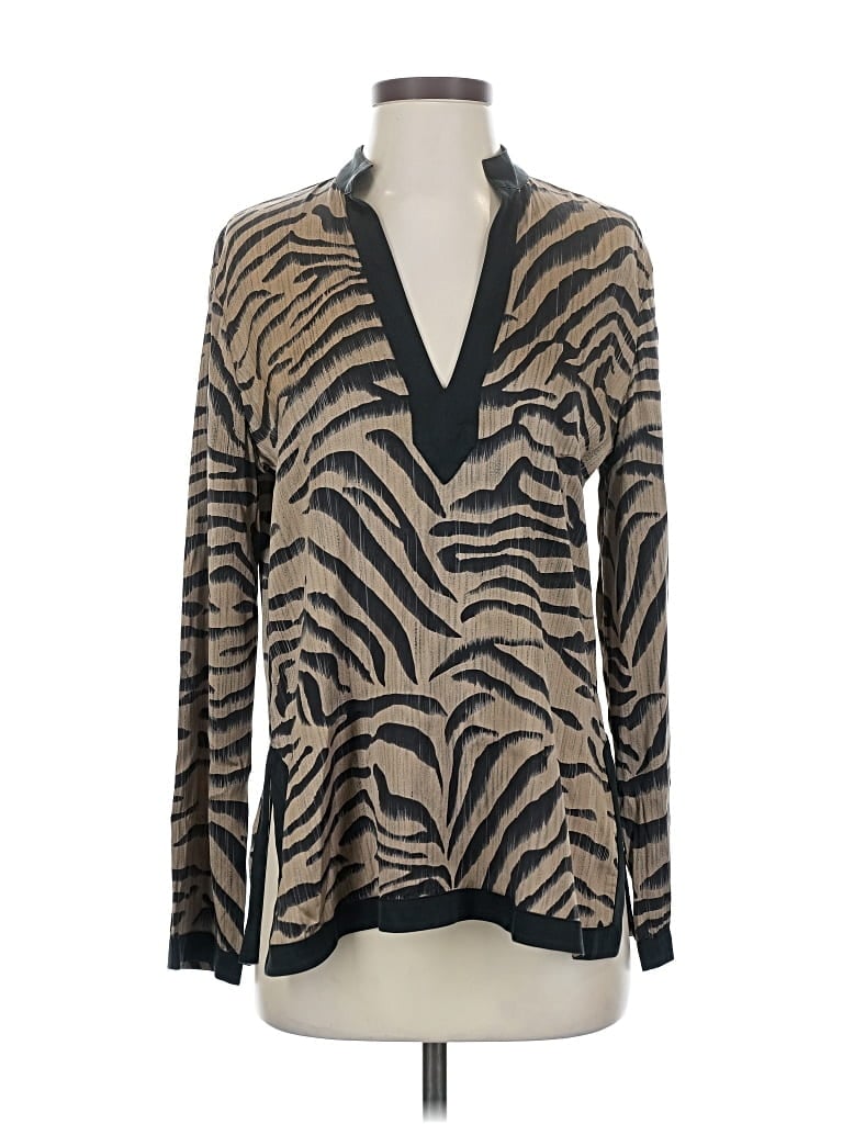 Pre-owned Chico's Long Sleeve Blouse In Brown
