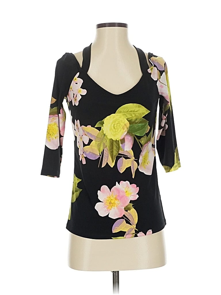 Pre-owned Bold Elements 3/4 Sleeve Top Green Sweetheart Neckline Tops