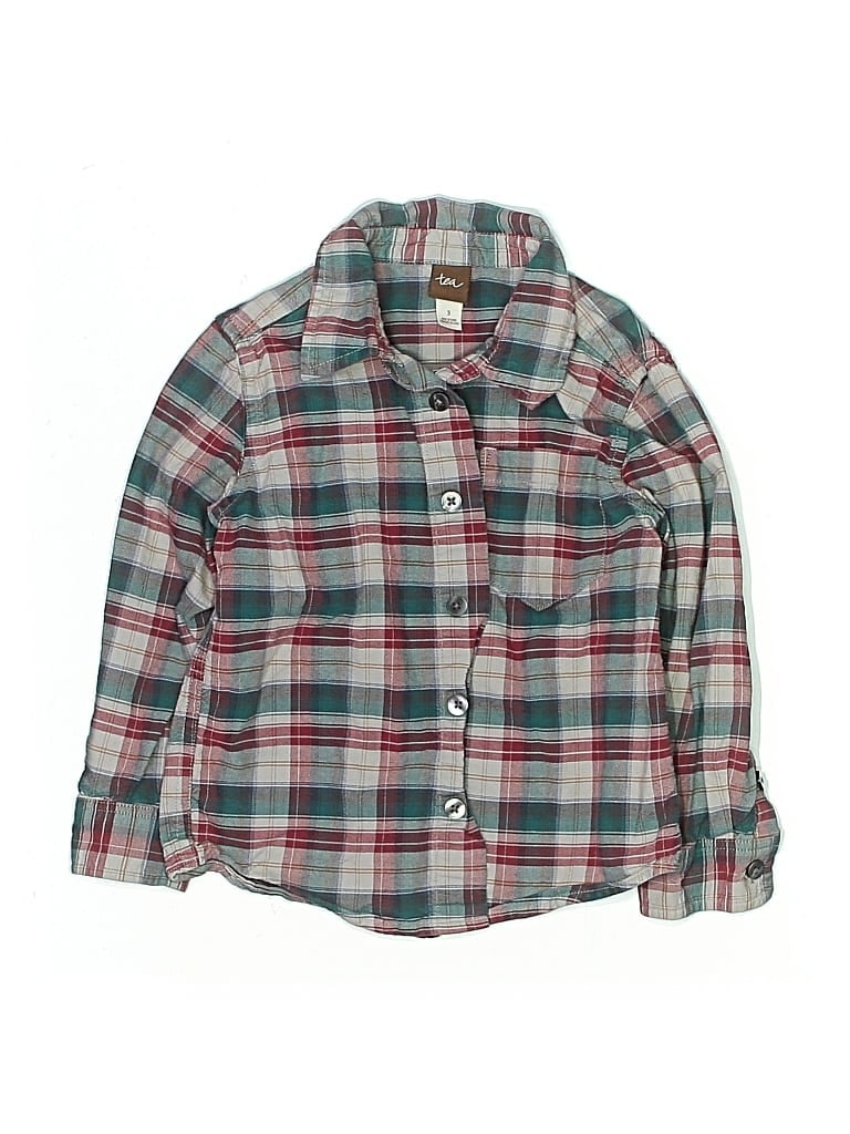 Pre-owned Tea Kids' Long Sleeve Button Down Shirt In Gray
