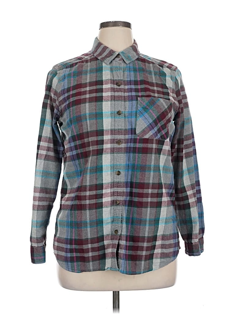 Pre-owned Eddie Bauer Long Sleeve Button Down Shirt In Blue