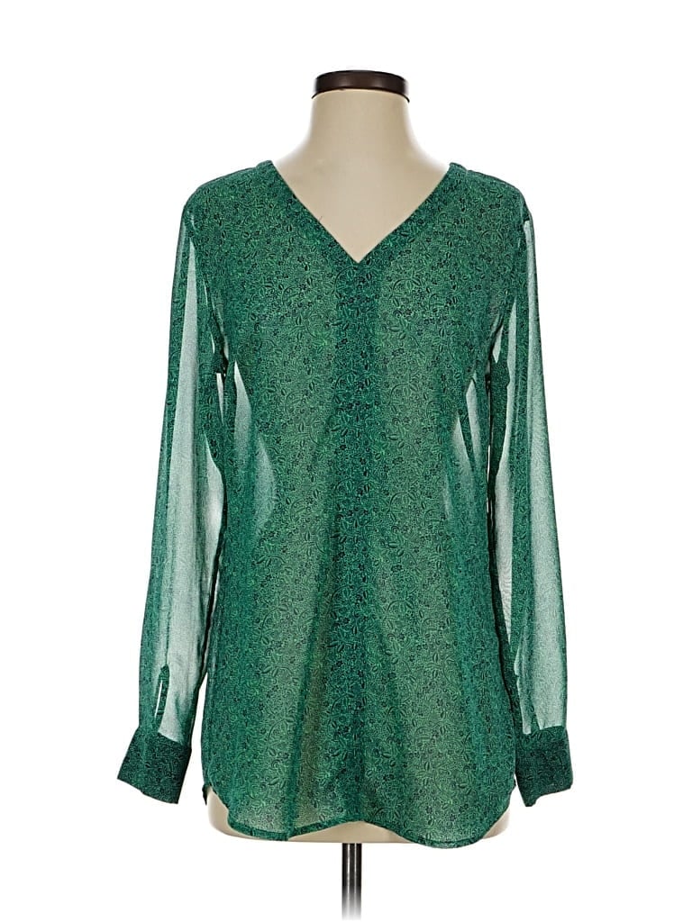 Pre-owned Cabi Long Sleeve Blouse In Green
