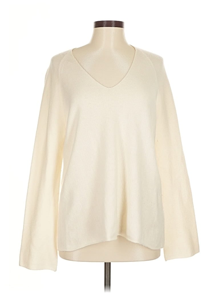 Pre-owned Vince Cashmere Pullover Sweater In White