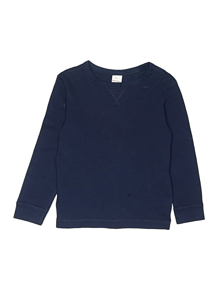 Pre-owned Hanna Andersson Kids' Thermal Top Blue Crew Neck Tops