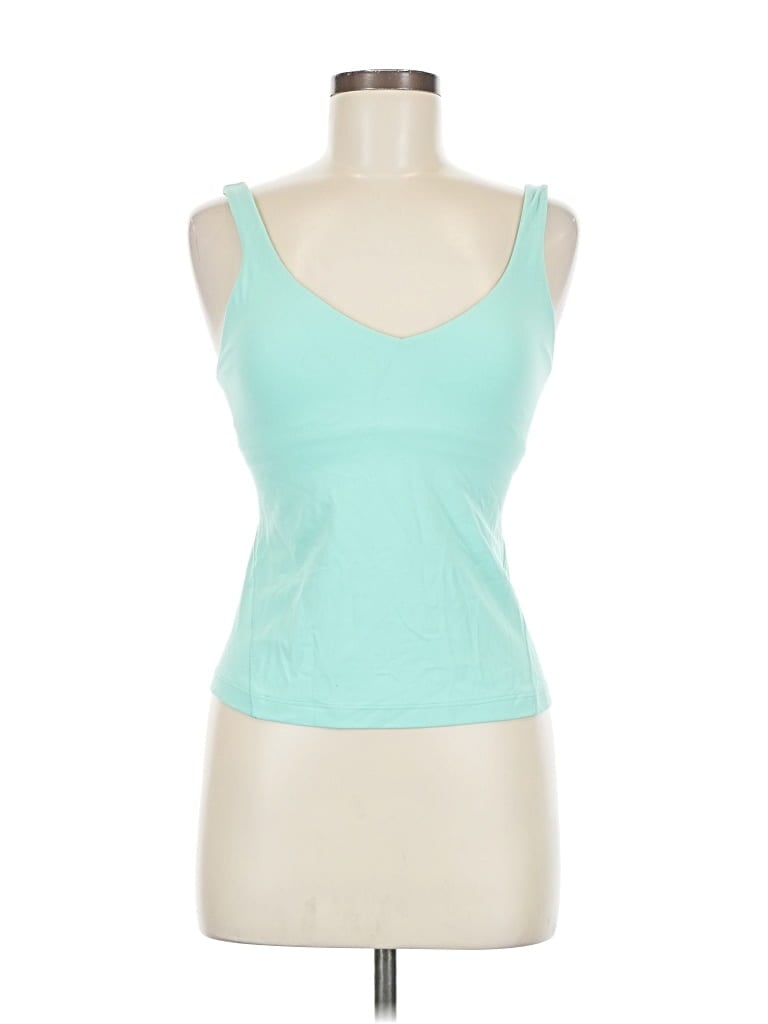 Pre-owned Lululemon Athletica Tank Top Teal Sweetheart Neckline Tops In Blue