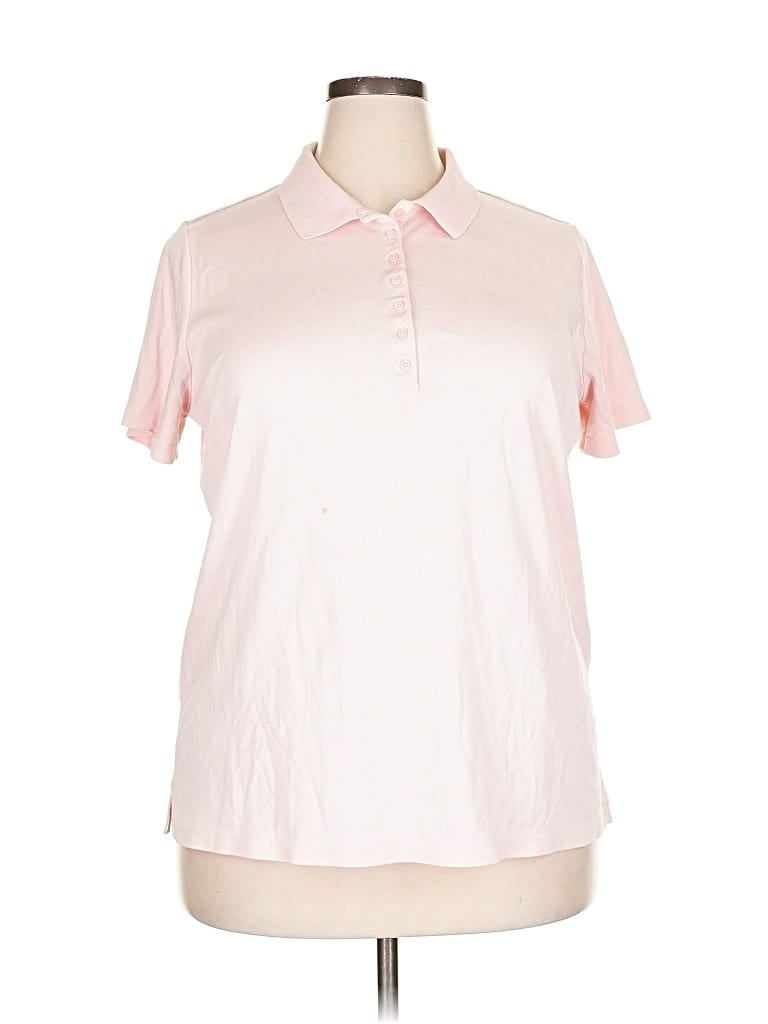 Pre-owned Lands' End Short Sleeve Polo Shirt In Pink