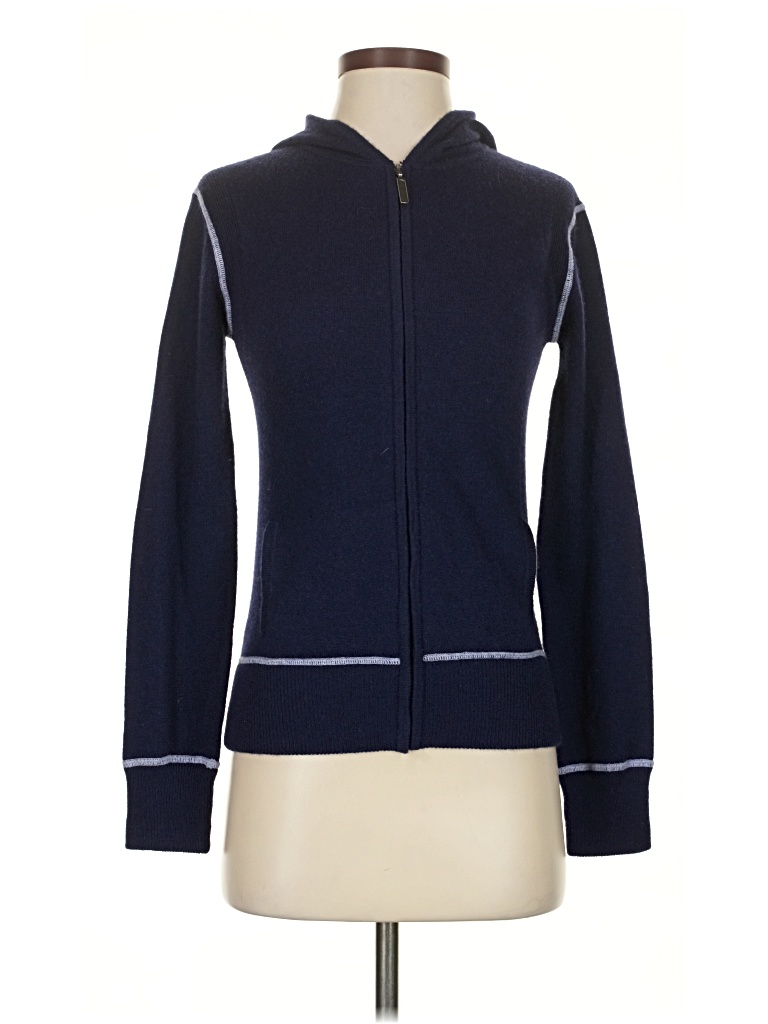 Pre-owned Raffi Cashmere Cardigan Sweater In Blue