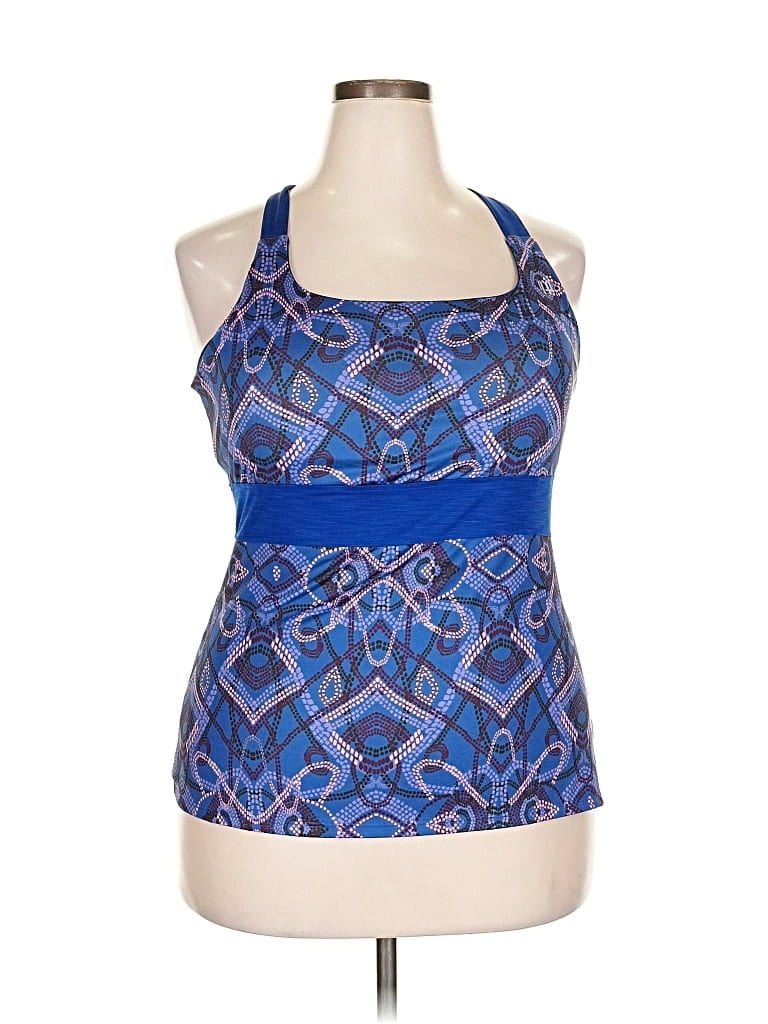 Pre-owned Eleven By Venus Williams Swimsuit Top Blue Print Pattern Swimwear