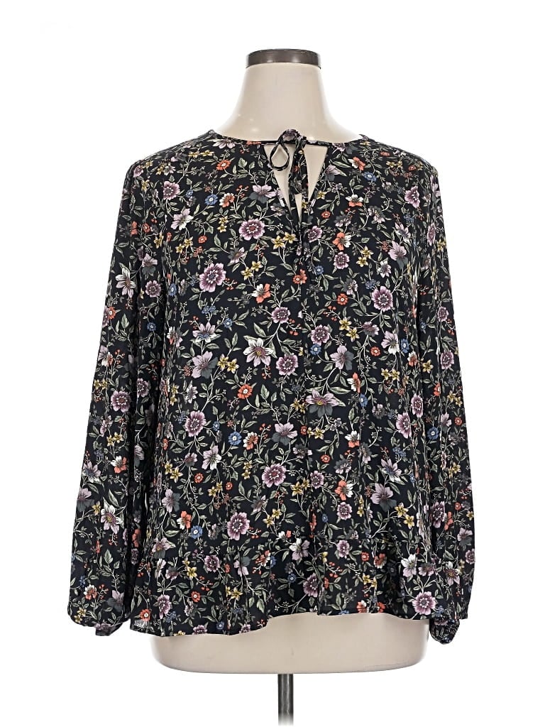 Pre-owned Ann Taylor Loft Long Sleeve Blouse In Black