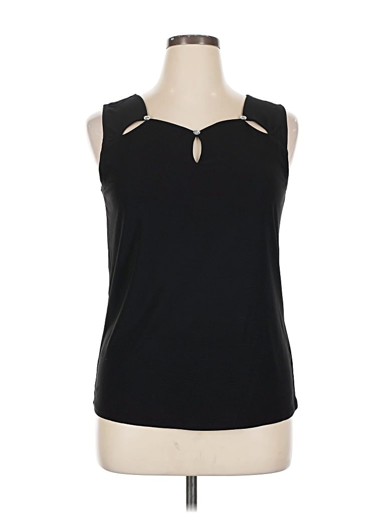 Diana Belle Sleeveless Top Black Keyhole Neckline Tops In Black