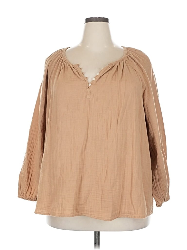 Pre-owned Old Navy 3/4 Sleeve Blouse In Brown