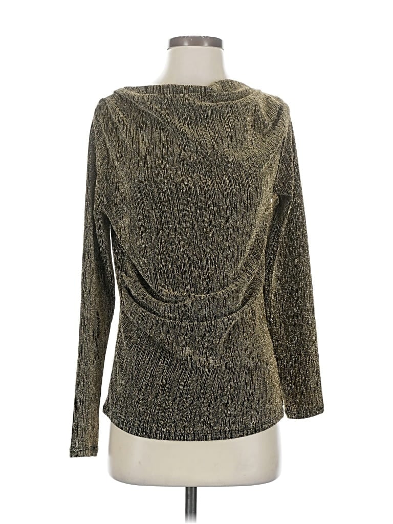 Badgley Mischka Long Sleeve Top Gold Cowl Neck Tops In Green