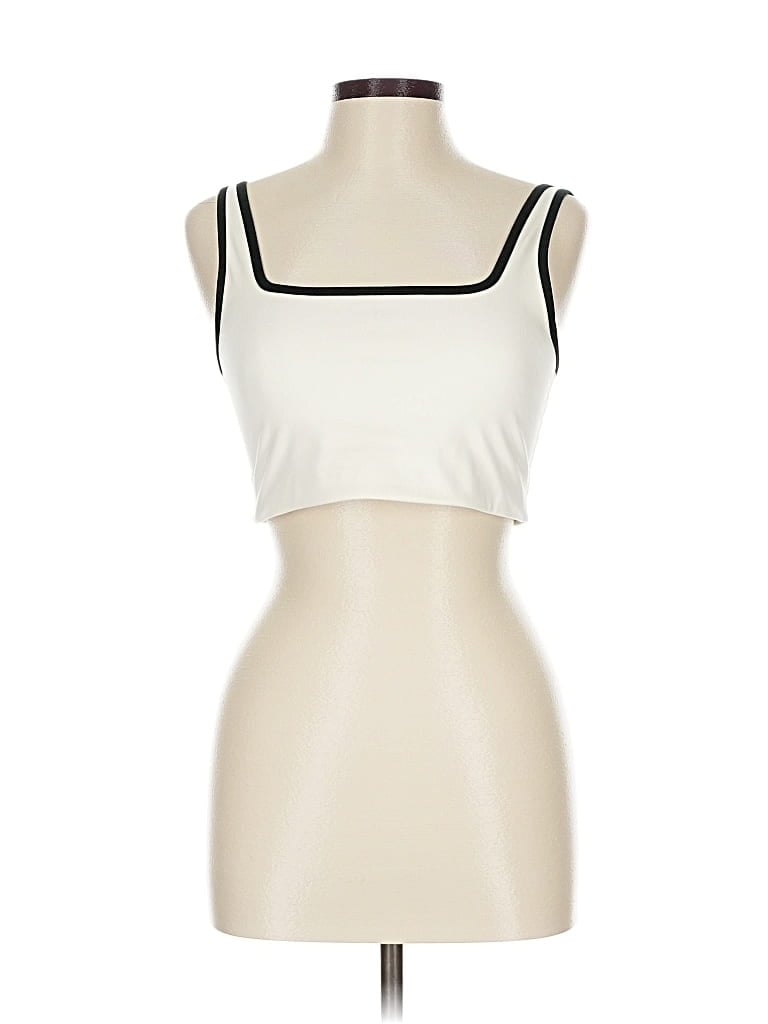 Pre-owned Girlfriend Collective Tank Top Ivory Strapless Neckline Tops In White