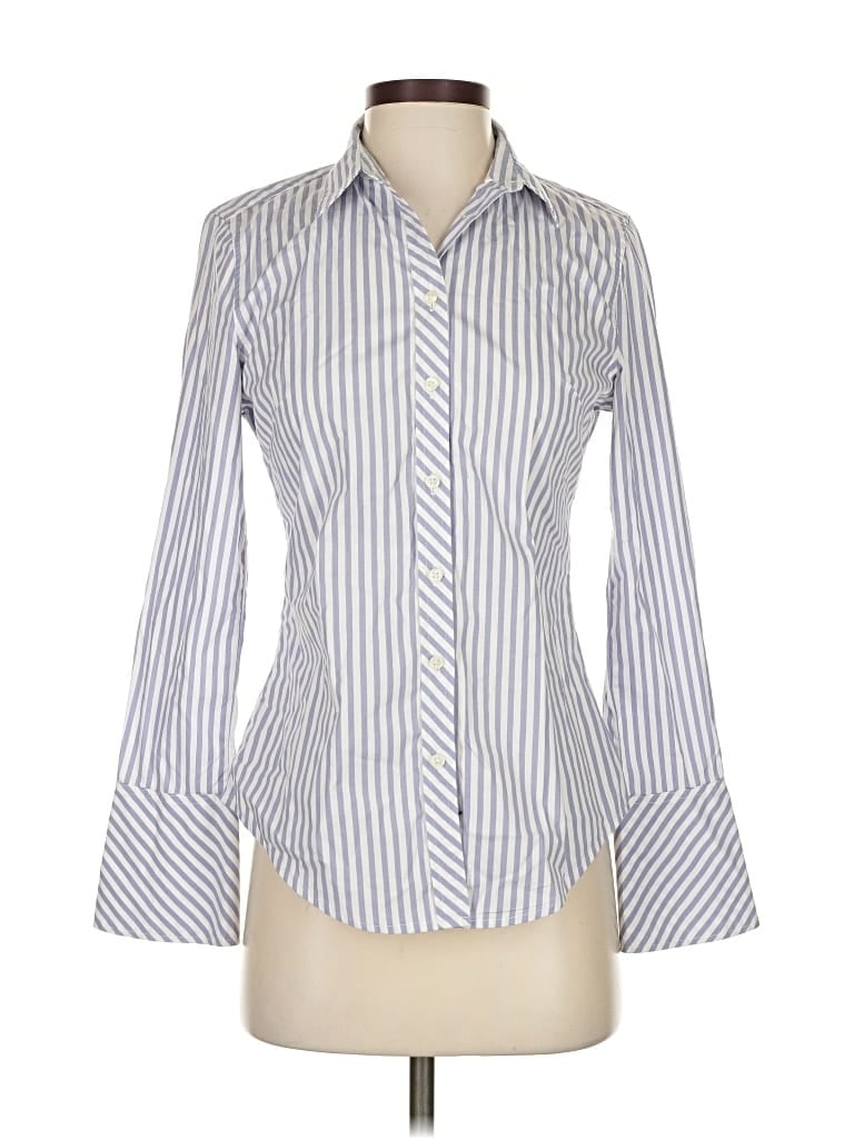 Pre-owned Banana Republic Factory Store Long Sleeve Blouse In Blue