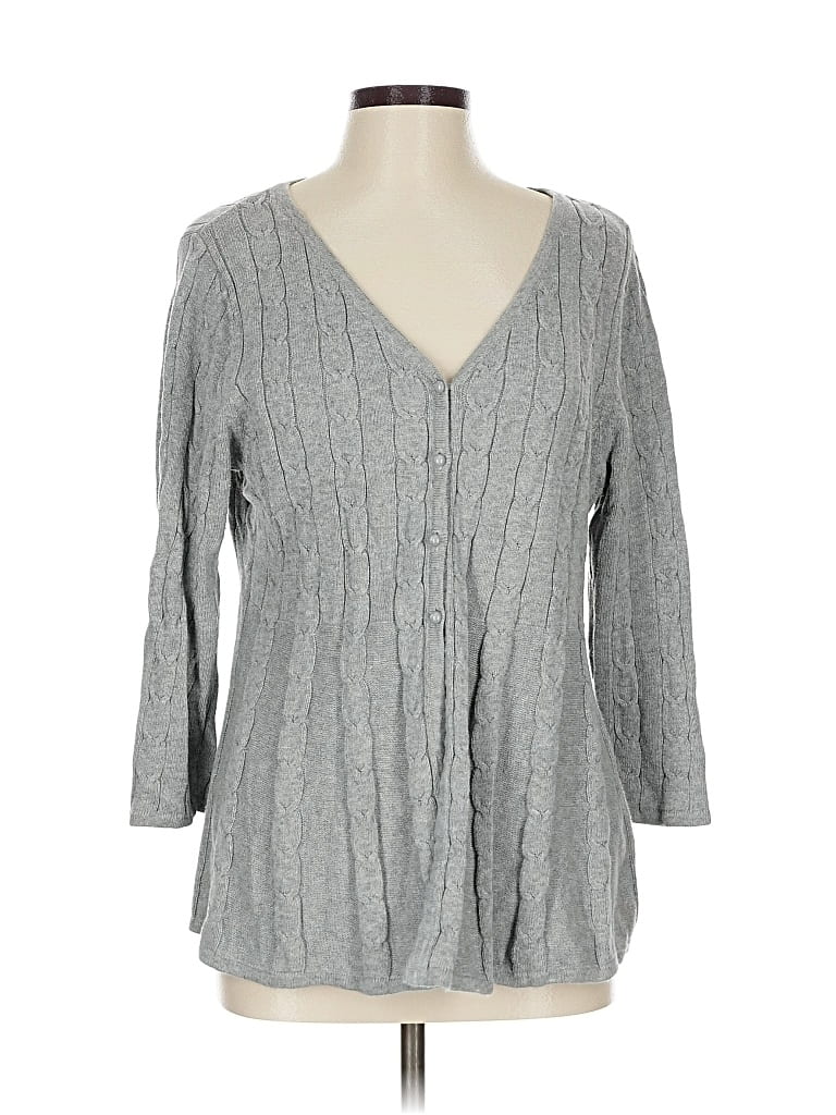 Pre-owned Croft & Barrow Cardigan Sweater In Gray
