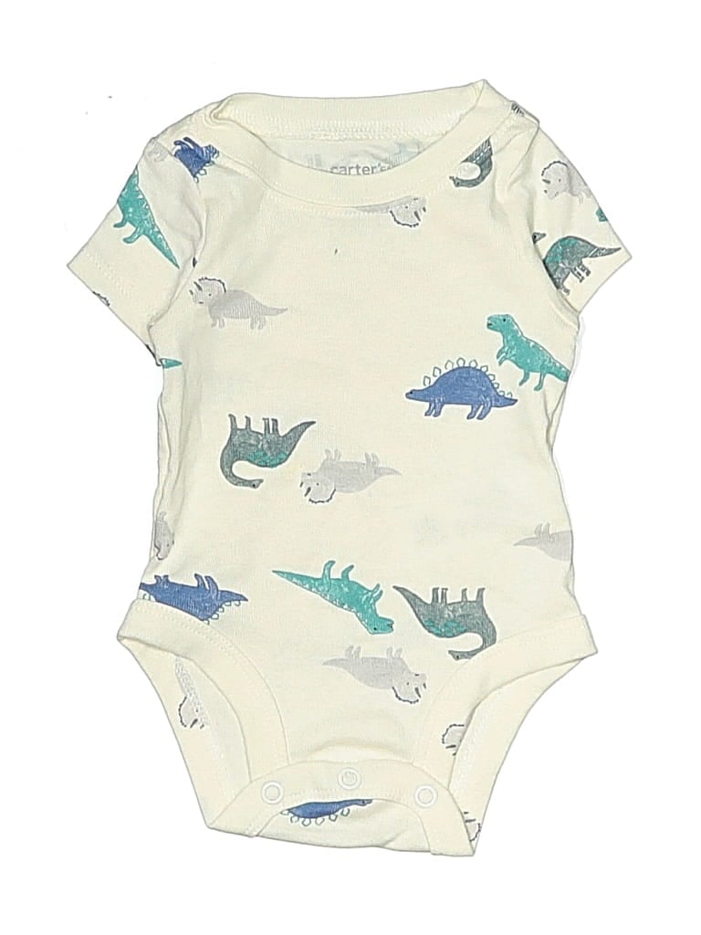 Pre-owned Carter's Babies' Short Sleeve Onesie In White