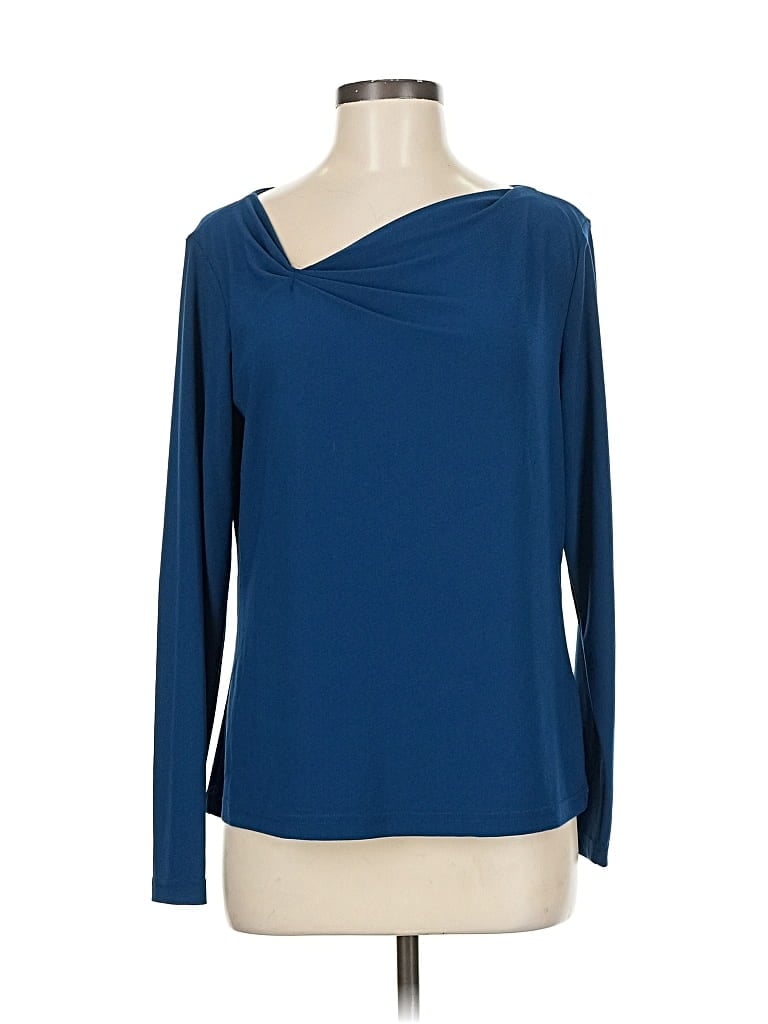 LINEA BY LOUIS DELL'OLIO Pre-owned Long Sleeve Top Blue One Shoulder Neckline Tops