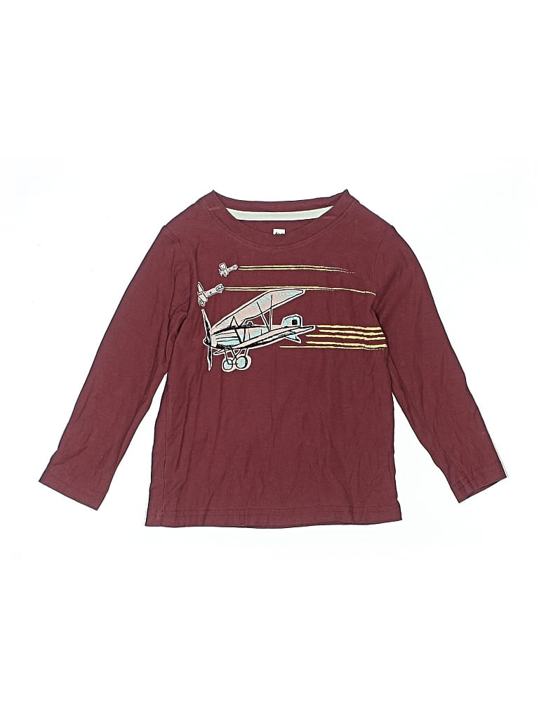 Pre-owned Tea Kids' Long Sleeve T-shirt In Burgundy