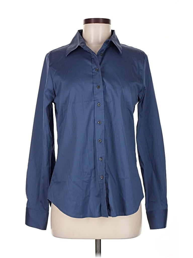 Pre-owned The Shirt By Rochelle Behrens Long Sleeve Button Down Shirt In Blue