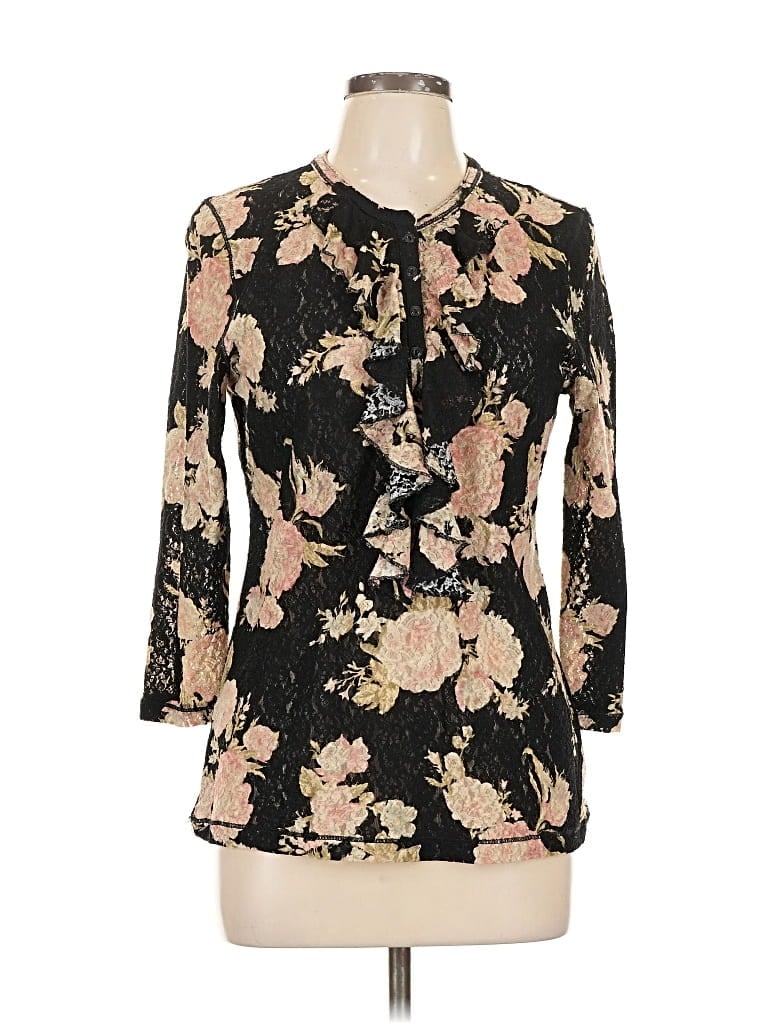 Pre-owned Lauren Jeans Co. 3/4 Sleeve Blouse In Black