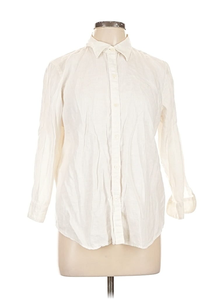 Pre-owned Chaps Long Sleeve Blouse In White