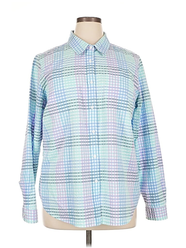 Pre-owned L.l.bean Long Sleeve Button Down Shirt In Blue