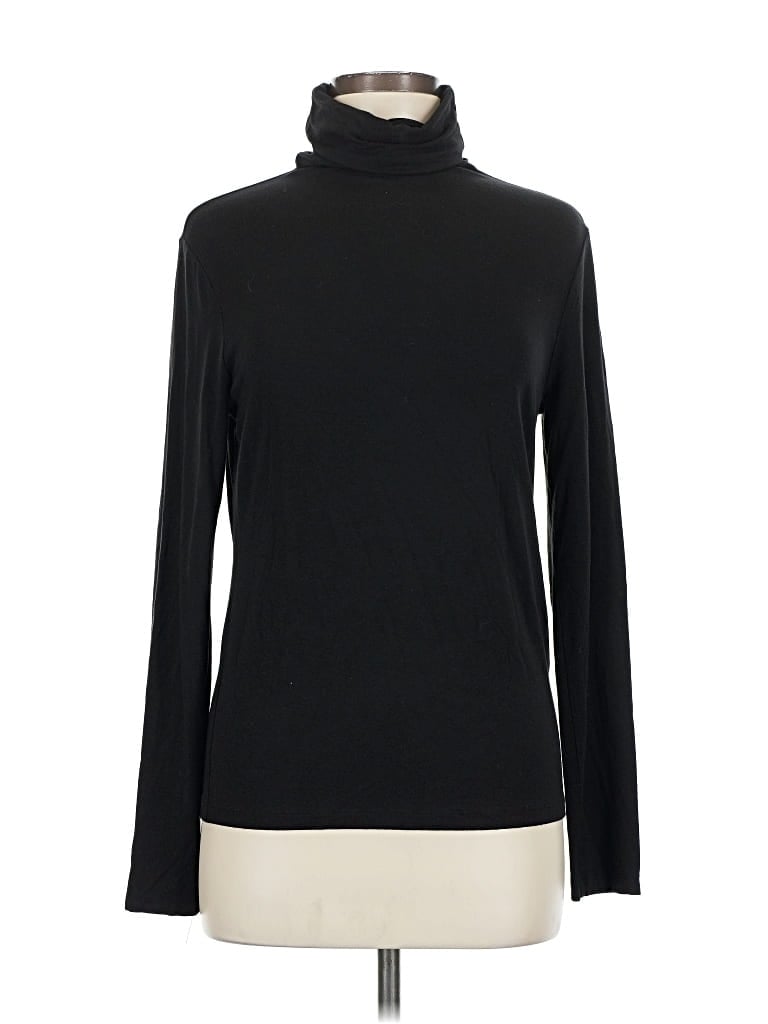 Pre-owned Jones New York Signature Long Sleeve Top Black Turtleneck Tops