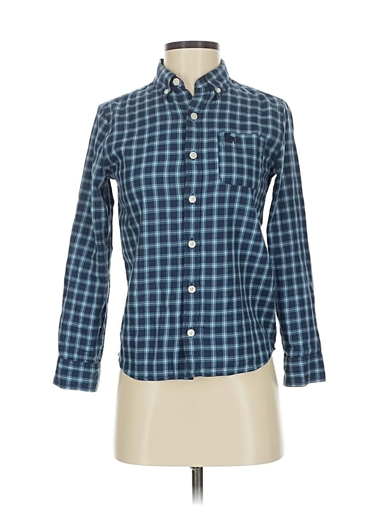 Pre-owned Abercrombie Long Sleeve Button Down Shirt In Blue