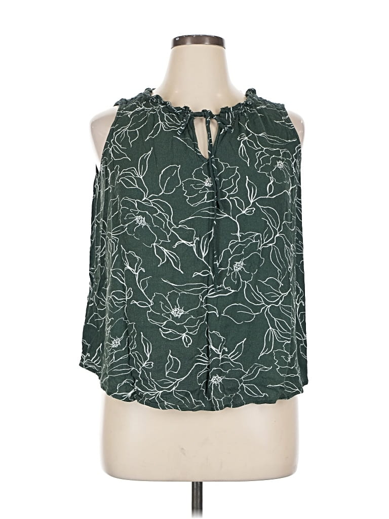Pre-owned Studio B By Bobeau Tank Top Green Halter Neckline Tops