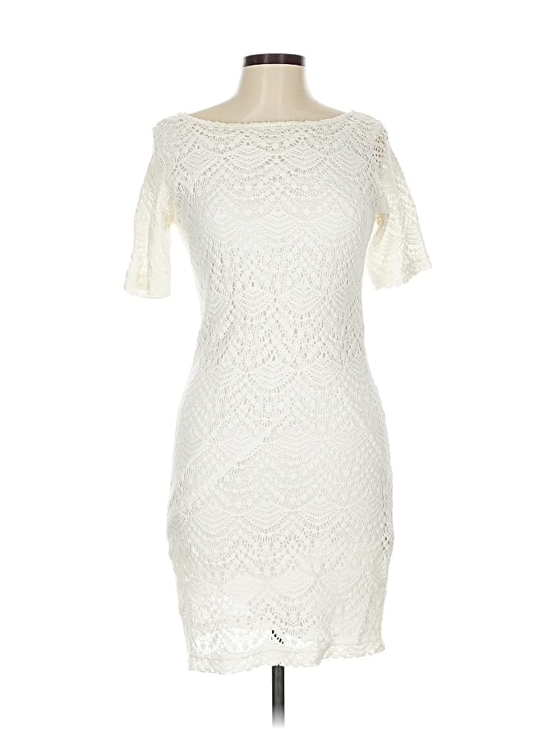 Pre-owned Sharagano Cocktail Dress In White