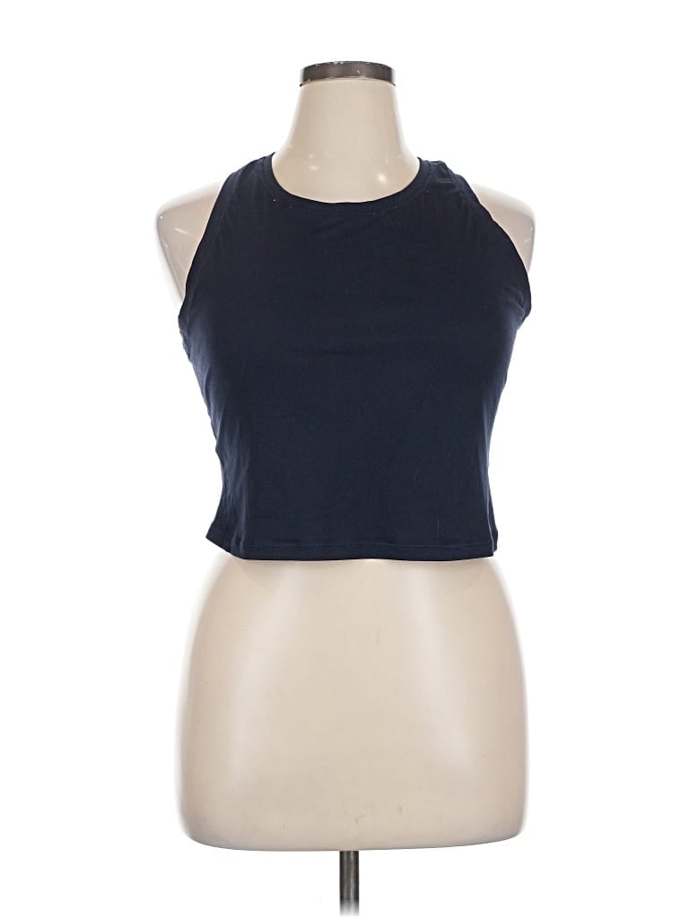 Pre-owned Yogalicious Tank Top Blue Halter Neckline Tops