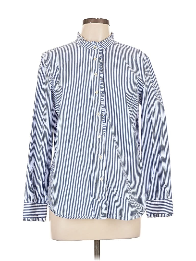 Pre-owned Talbots Long Sleeve Button Down Shirt In Blue