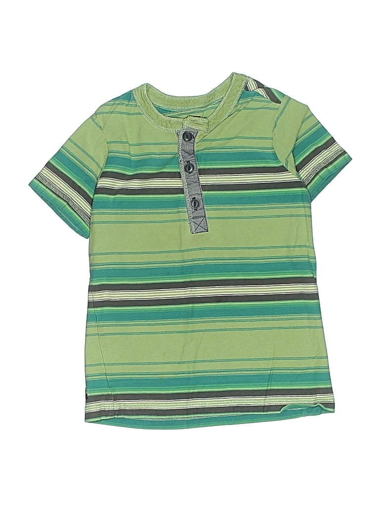 Pre-owned Tea Kids' Short Sleeve Henley Shirt In Green
