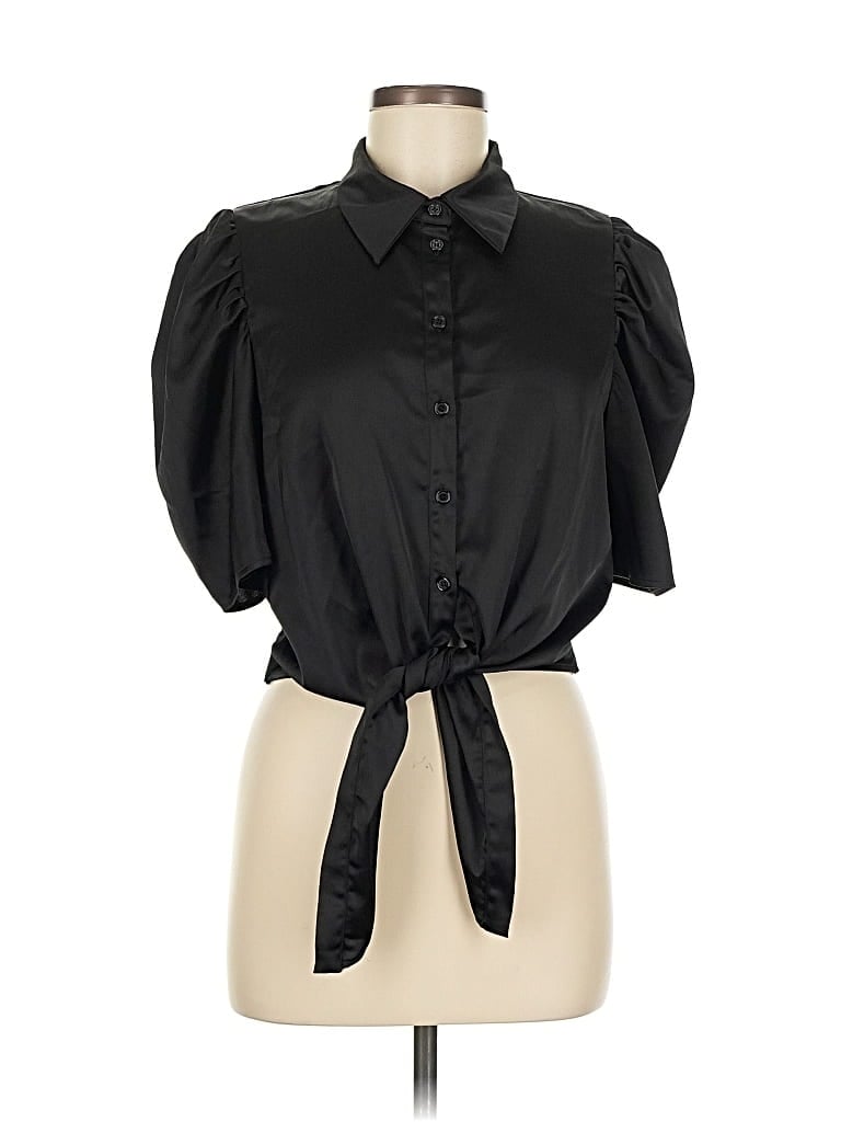 Pre-owned Glam Short Sleeve Blouse In Black