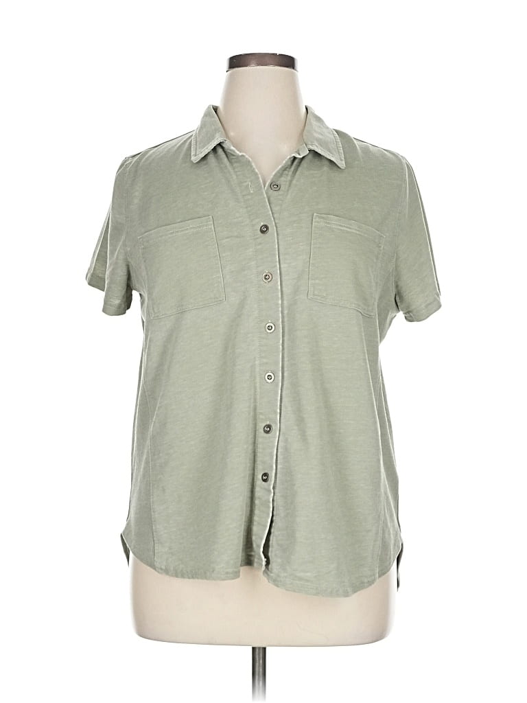 Pre-owned Jane And Delancey Short Sleeve Button Down Shirt In Green