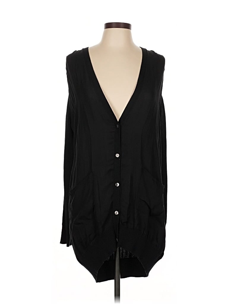 Pre-owned Haute Hippie Silk Cardigan Sweater In Black