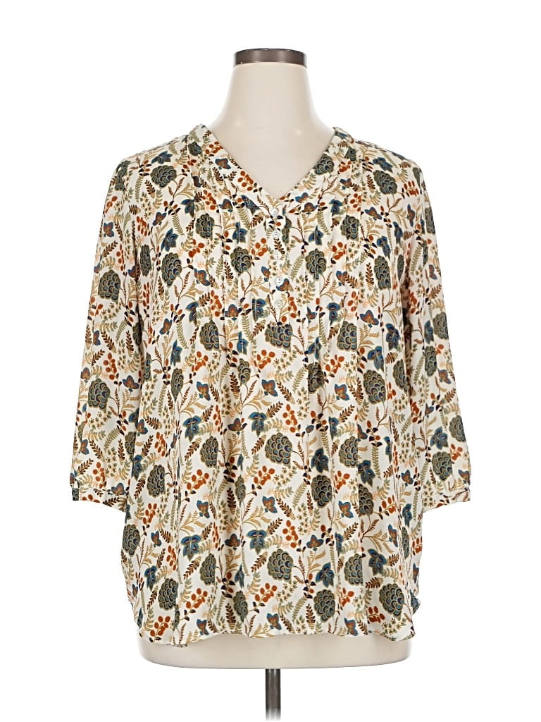 Pre-owned Rose + Olive 3/4 Sleeve Blouse In White