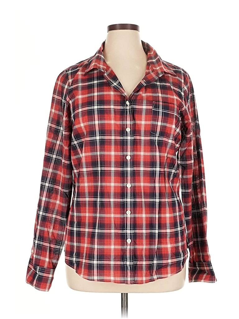 Pre-owned J.crew Factory Store Long Sleeve Button Down Shirt In Red