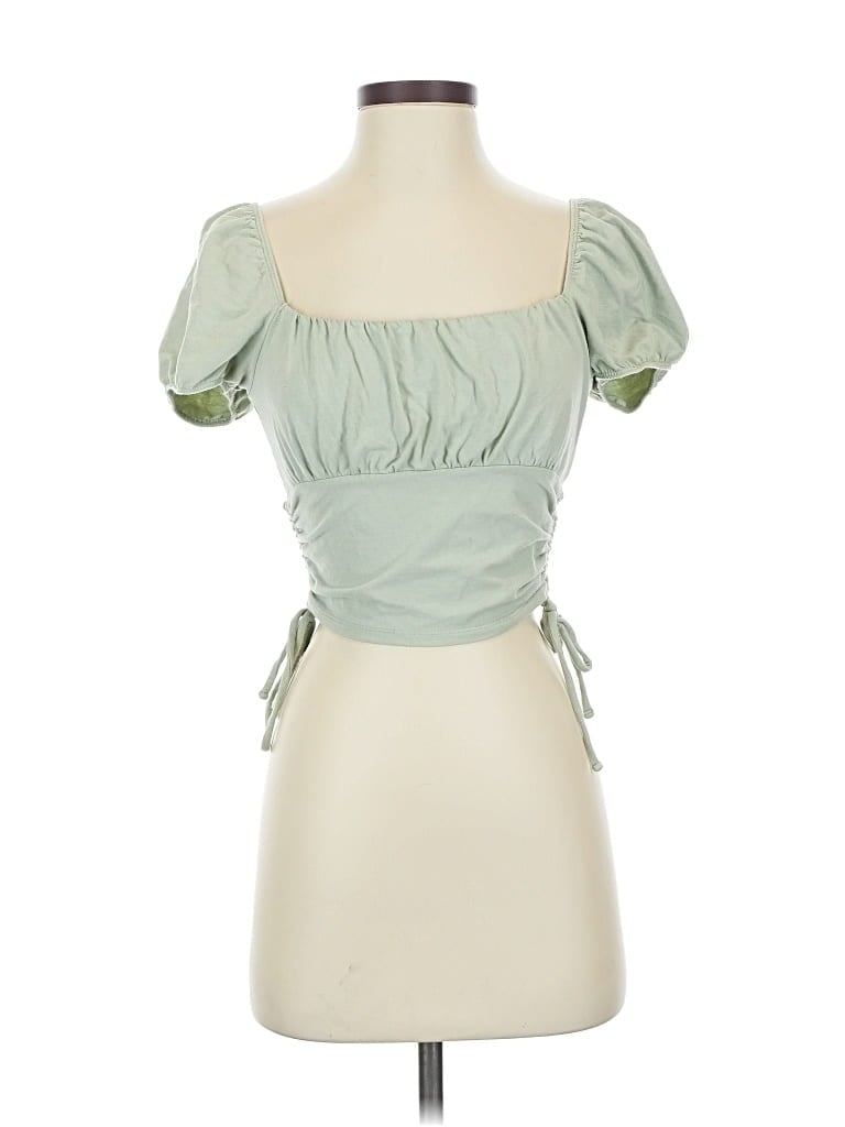 Pre-owned Hollister Short Sleeve Blouse In Green