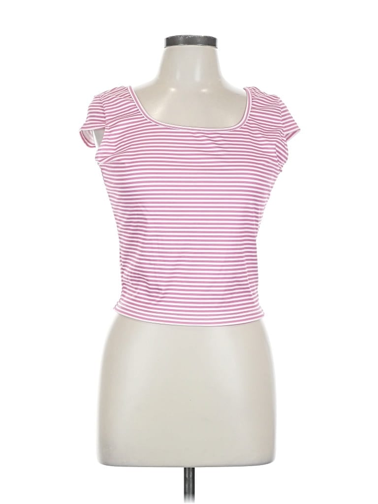 Pre-owned Unbranded Short Sleeve Top Pink Sweetheart Neckline Tops