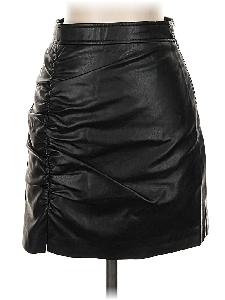 Pre-owned Free People Faux Leather Skirt In Black