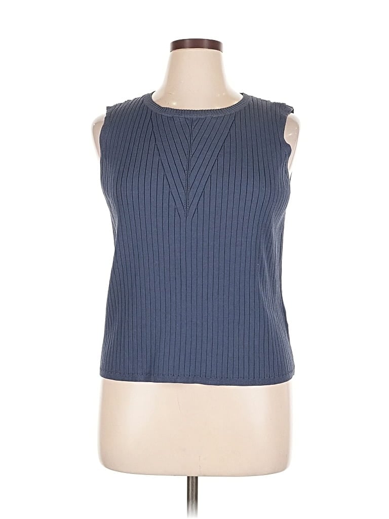 Pre-owned Halogen Sleeveless Top Blue Halter Neckline Tops