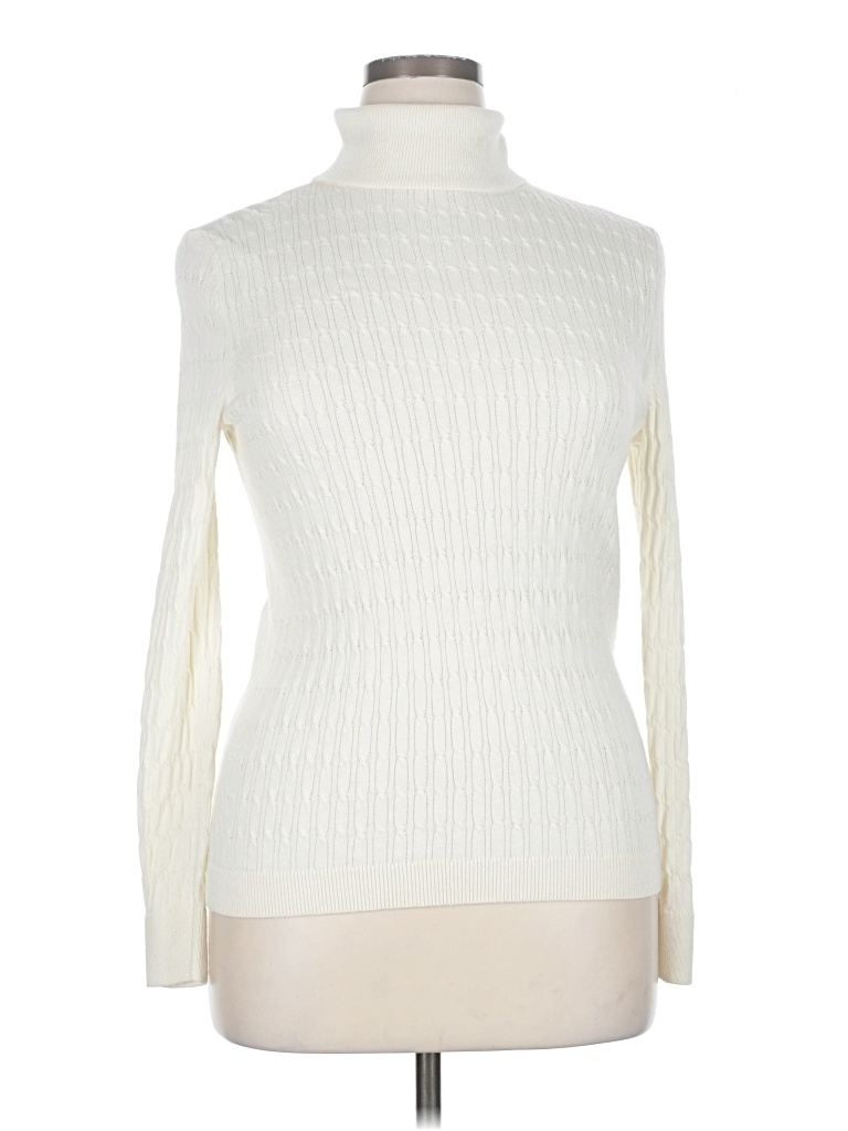 Pre-owned Talbots Turtleneck Sweater In White