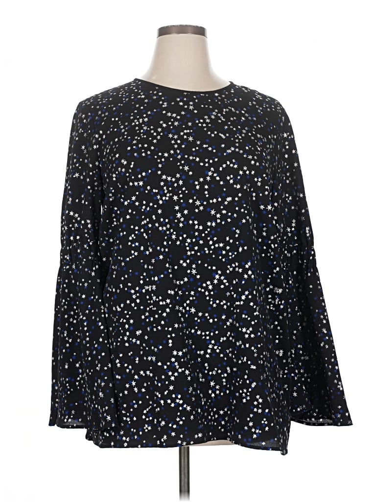 Pre-owned Michael Michael Kors Long Sleeve Top Black Crew Neck Tops