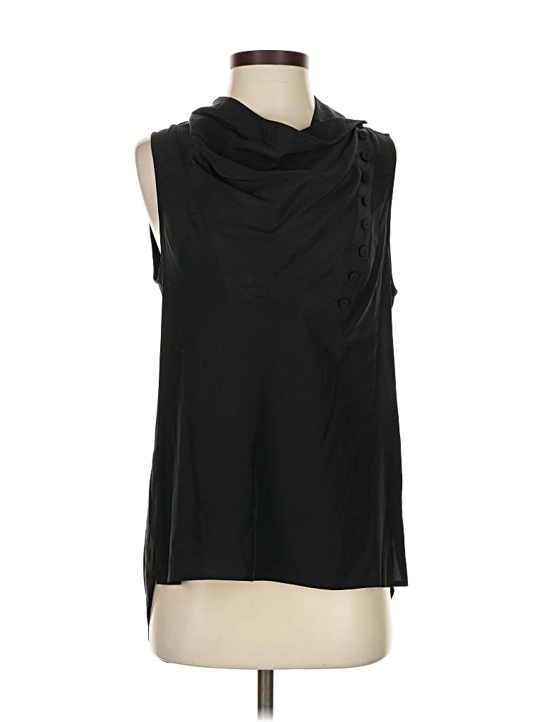 Pre-owned Bcbgmaxazria Sleeveless Silk Top Black Cowl Neck Tops