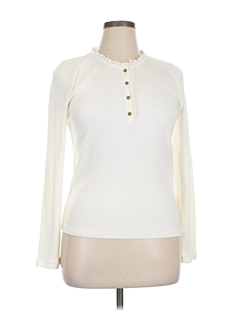 Pre-owned J.crew Factory Store Long Sleeve Top Ivory Turtleneck Tops In White